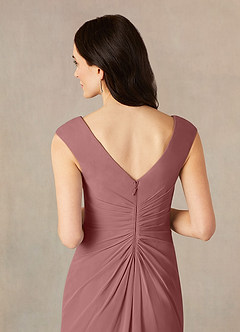 Azazie Sally Mother of the Bride Dresses Desert Rose A-Line V-Neck Pleated Chiffon Dress image5