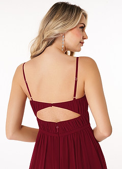 Azazie Yanelie Bridesmaid Dresses Burgundy A-Line Scoop Pleated Chiffon Dress image11