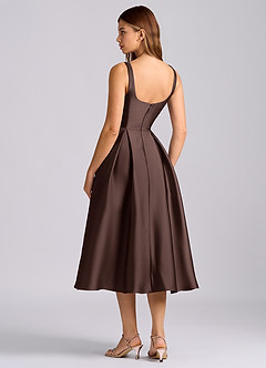 Azazie Amalie Bridesmaid Dresses Ganache A-Line Pleated Stretch Satin Dress image5