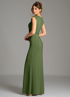 Azazie Chantal Bridesmaid Dresses Olive Mermaid Pleated Premium Stretch Jersey Dress image7
