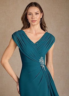 Azazie Bronson Mother of the Bride Dresses Ink Blue A-Line Pleated Chiffon Dress image5