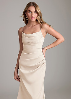 Azazie Lucille Bridesmaid Dresses White Alabaster Mermaid Strapless Stretch Satin Convertible Dress image5