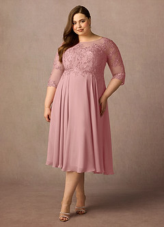 Azazie Marge Mother of the Bride Dresses Dusty Rose A-Line Scoop Lace Chiffon Dress image6