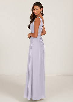 Azazie Gina Bridesmaid Dresses Fog A-Line V-Neck Pleated Chiffon Dress image12