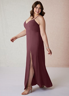 Azazie Manila Bridesmaid Dresses Sangria Sheath V-Neck Chiffon Dress image9