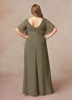 Azazie Alessa Mother of the Bride Dresses Willow Green A-Line V-Neck Pleated Chiffon Dress image8