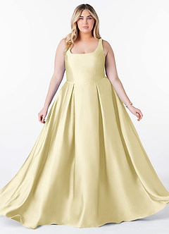 Azazie Neve Abiti da Damigella Abito Principessa in Raso Elasticizzato Con Tasche Sorbetto Al Limone image10