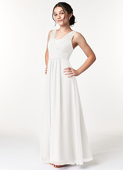 Azazie Sophia A-Line Pleated Chiffon Floor-Length Junior Bridesmaid Dress image3