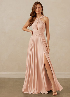 Christian Siriano Bridal for Azazie 1009 Brautjungfernkleider A-Linie Plissee Chiffon Kleid Englisches Rosa image2