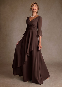 Azazie Eire Mother of the Bride Dresses Ganache A-Line Pleated Chiffon Dress image3