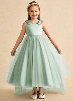 Azazie Lorita Flower Girl Dresses Agave A-Line Beaded Tulle Dress image2