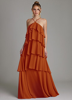 Azazie Deena Bridesmaid Dresses Paprika A-Line Ruched Chiffon Dress image4
