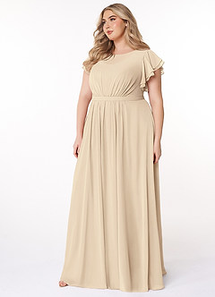 Azazie Daphne Modest Bridesmaid Dresses A-Line Ruffled Chiffon Floor-Length Dress image3