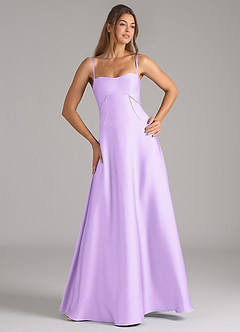 Azazie Valentine Bridesmaid Dresses Lilac A-Line Corset Stretch Satin Dress image4