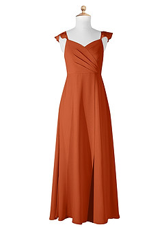 Azazie Amada Junior Burnt Orange A-Line Ruched Chiffon Dress image5