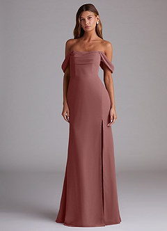 Azazie Saige Bridesmaid Dresses Desert Rose A-Line Off the Shoulder Chiffon Convertible Dress image3