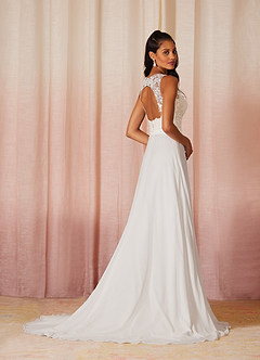 Azazie Trixie Wedding Dresses A-Line Sequins Chiffon Chapel Train Dress image4