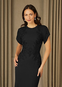 Azazie Adonna Kleider für die Brautmutter Meerjungfrau-Linie Spitze Kleid Schwarz image4