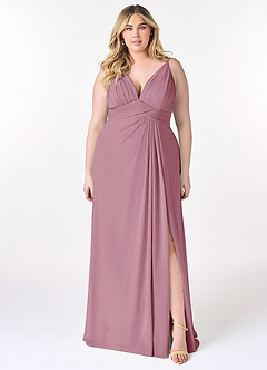 Azazie Maren Allure Bridesmaid Dresses Vintage Mauve A-Line V-Neck Lace Chiffon Dress image6