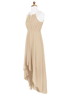 Azazie Oaklynn Junior Champagne A-Line Pleated Chiffon Dress image8