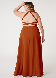 Azazie Clarice Bridesmaid Dresses Paprika A-Line Halter Chiffon Dress image9