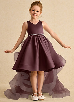 Azazie Julietta Blumenmädchenkleider Ballkleid Cabrio Tüll Kleid Sangria image2