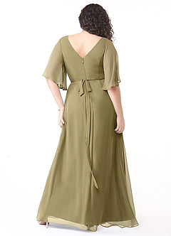 Azazie Cierra Bridesmaid Dresses Moss Green A-Line V-Neck Chiffon Dress image10