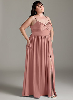Azazie Zeya Bridesmaid Dresses Rosette A-Line Pleated Stretch Satin Dress image11