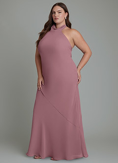 Azazie Velli Bridesmaid Dresses Amethyst Mermaid High Neck Chiffon Dress image12