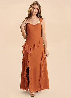 Azazie Sloane Junior Cinnamon A-Line Sweetheart Neckline Chiffon Dress image6