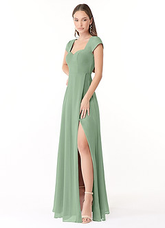 Azazie Hainsly Jurken voor bruidsmeisjes Jurk van Chiffon met A-Lijn Sweetheart Halslijn Matcha image3