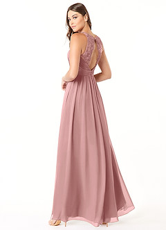 Azazie Luz Bridesmaid Dresses Dusty Rose A-Line Lace Chiffon Dress image4