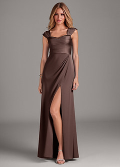 Azazie Laila Bridesmaid Dresses Ganache A-Line Sweetheart Neckline Stretch Satin Dress image1