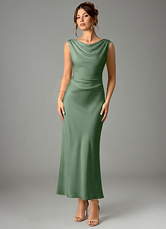 Azazie Kieryn Bridesmaid Dresses Matcha Mermaid Pleated Stretch Satin Dress image1