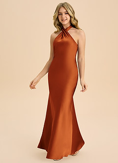 Azazie Chickie Junior Etui Plissee Stretch-Satin Kleid Kanel image5