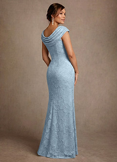 Azazie Irvine Abiti per la Madre della Sposa Abito A-Line in Burnout Floreale Plissettato Azzurro image2