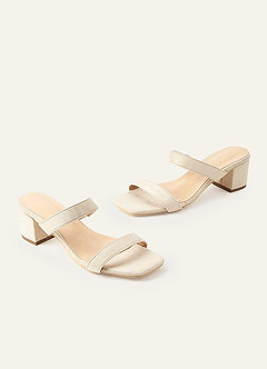 front Two Strap Low Chunky Heel Sandal