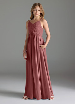 Azazie Alia Junior A-Linie Plissee Chiffon Kleid Amethyst image1
