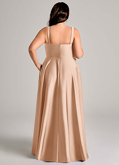 Azazie Shaude Bridesmaid Dresses English Rose A-Line Pleated Stretch Satin Dress image13