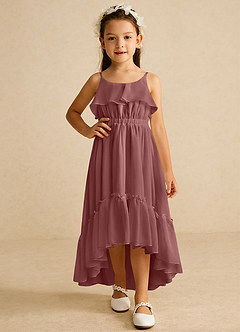 Azazie Karmen Flower Girl Dresses Desert Rose A-Line Ruched Chiffon Dress image5