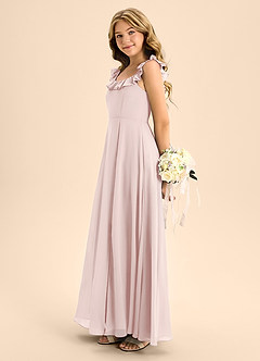 Azazie Callie Junior Blushing Pink A-Line Ruched Chiffon Dress image7