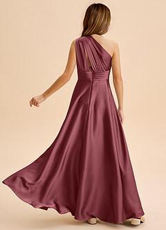 Azazie Charlize Junior Jurk van Stretch Satijn met A-Lijn Geplooid Woestijnroos image2