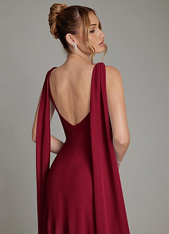 Azazie Essence Bridesmaid Dresses Burgundy Sheath Chiffon Dress image9