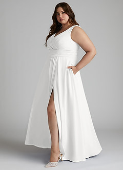 Azazie Karina Bridesmaid Dresses White A-Line Pleated Chiffon Dress image8