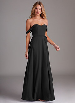Azazie Aaron Vestidos de damas de honor Vestido de Negro de Gasa de Corte en A Convertible con Vestidos sin tirantes image6