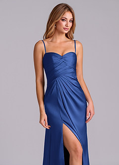 Azazie Sabrine Jurken voor bruidsmeisjes Jurk van Stretch Satijn met A-Lijn Sweetheart Halslijn Koningsblauw image6