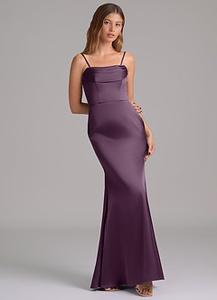Azazie Miley Venta Final Vestido de Ciruela de Satén Elástico de Corte Sirena Convertible con Vestidos sin tirantes image8