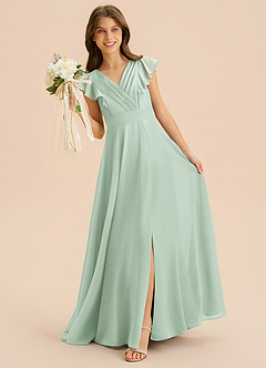 Azazie Anysa Junior Robe Trapèze en Mousseline de soie Rayé Agave image3