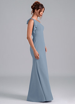 Azazie Rinna Bridesmaid Dresses Dusty Blue Mermaid One Shoulder Chiffon Dress image5