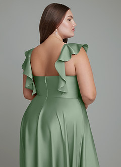Azazie Leilani Bridesmaid Dresses Matcha A-Line Ruched Stretch Satin Dress image16